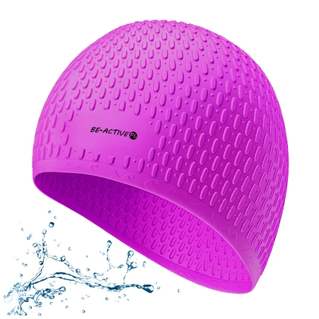 Czepek silikonowy na basen kropla fioletowy