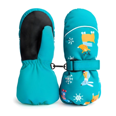 Rękawiczki zimowe jednopalczaste niebieskie narciarskie wodoodporne rękawice dla dzieci