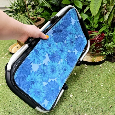 Kosz termiczny na zakupy piknikowy duży 30 litrów niebieskie słoneczniki