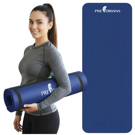 Mata gruba do ćwiczeń (1,5 cm) NBR Pretorians granatowa