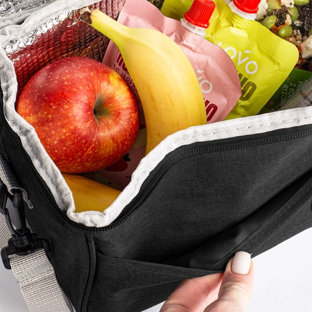 Torba piknikowa termiczna plażowa TTM-04 na napoje i jedzenie czarna + wkład chłodzący