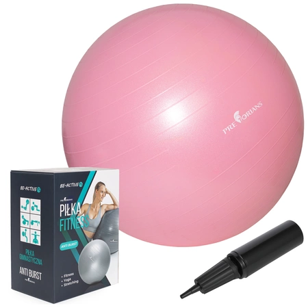 Piłka gimnastyczna anti burst 65 cm różowa Pretorians z pompką