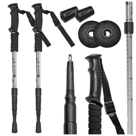 Kije trekkingowe do chodzenia kijki nordic walking srebrne 2szt.