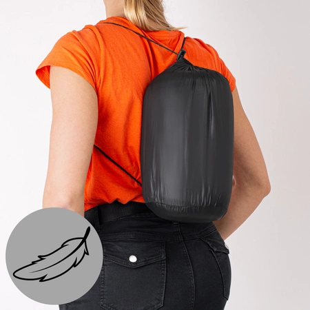 Śpiwór turystyczny kołdra - lekki ciepły czarny + pokrowiec