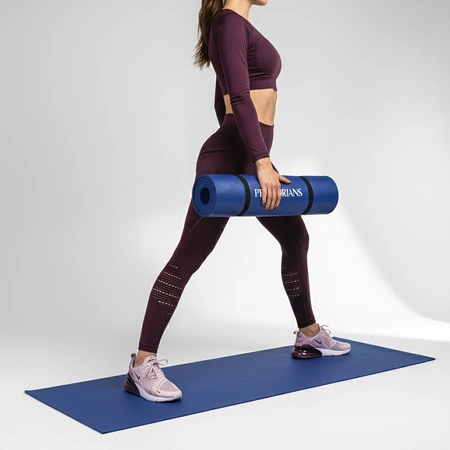 Mata gruba do ćwiczeń (1,5 cm) NBR Pretorians granatowa