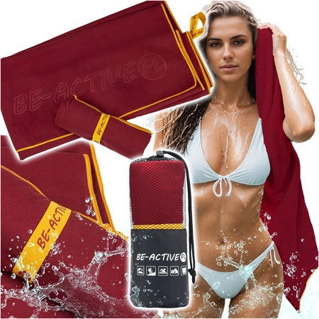 Ręcznik szybkoschnący z mikrofibry 180x100cm bordowo-pomarańczowy