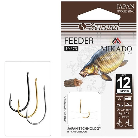 PRZYPONY WIĄZANE - SENSUAL - FEEDER 9109 nr 4 G / żyłka: 0.16mm/70cm - op.10szt.