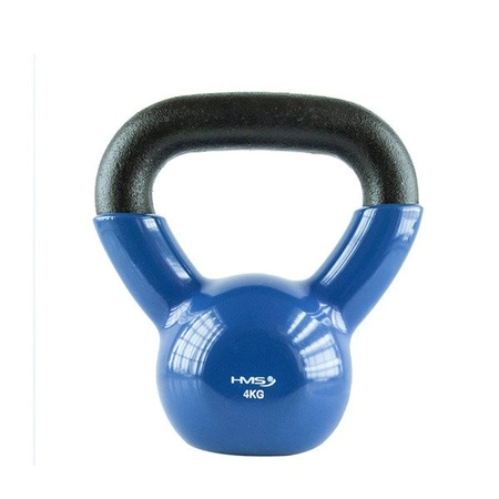 Kettlebell 4kg żeliwny pokryty winylem KNV04 blue hms