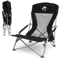Krzesło turystyczne plażowe wędkarskie na kemping ryby rozkładane czarne