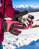 Rękawice zimowe narciarskie na sanki narty rozmiar M dłoń 17 cm ciemnoróżowe