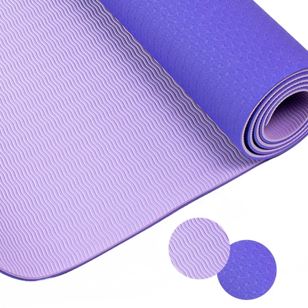 Mata do ćwiczeń fitness yogi 6mm TPE Pretorians fioletowa