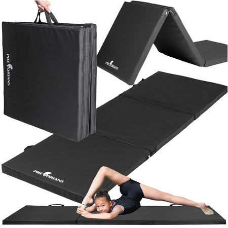 Materac gimnastyczny składany do ćwiczeń 180x60x5 czarny