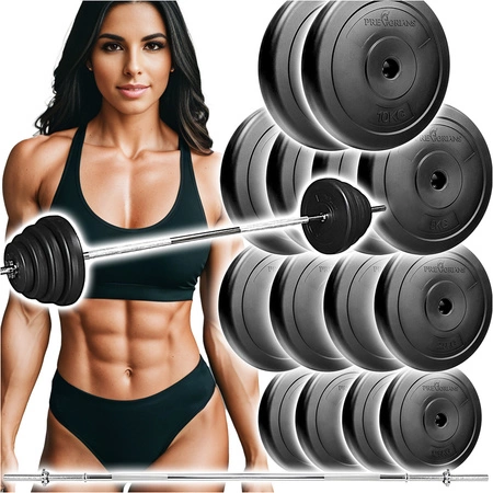 Zestaw do ćwiczeń 60kg - ze sztangą / gryfem prostym 150 cm i nakładem obciążeń