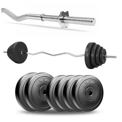 Zestaw do ćwiczeń 25kg z gryfem łamanym 120 cm i nakładem obciążeń bitumicznym