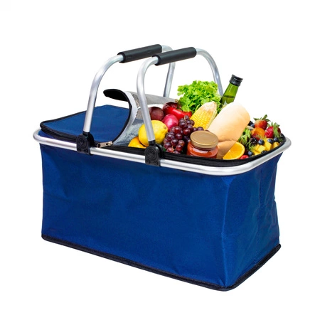 Kosz termiczny na zakupy piknikowy duży 30 litrów niebieski