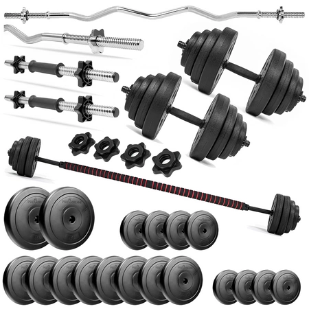 Zestaw do ćwiczeń 40kg - z gryfem łamanym 120 cm, nakładem obciążeń i hantlami