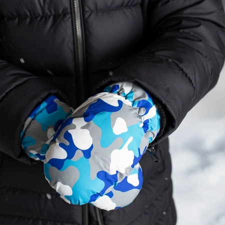 Rękawice zimowe dziecięce ciepłe rękawiczki narciarskie na zimę moro niebieskie