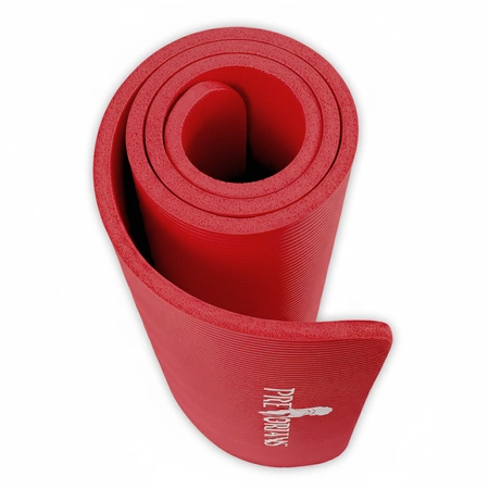 Mata gruba do ćwiczeń (1,5 cm) NBR Pretorians czerwona