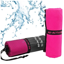 Ręcznik szybkoschnący z mikrofibry 130x80 różowo-czarny