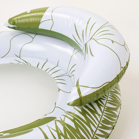 Materac dmuchany do pływania plażowy z oparciem dno z siatki zielony nadruk