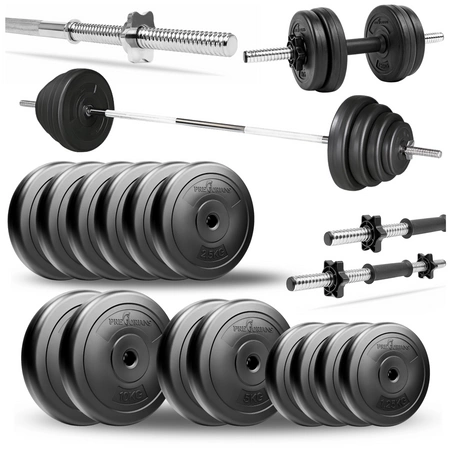 Zestaw do ćwiczeń 60kg - sztanga / gryf 180cm, obciążenie, hantle
