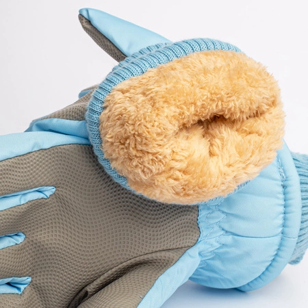 Rękawiczki zimowe ortalionowe ciepłe rękawice narciarskie dla dzieci niebieskie