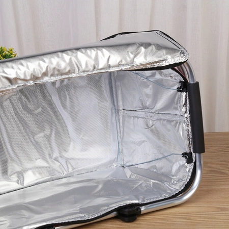 Kosz piknikowy termiczny na zakupy duży 30 litrów składany różowe paski