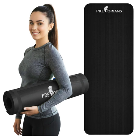 Mata gruba do ćwiczeń (1,5 cm) NBR Pretorians czarna