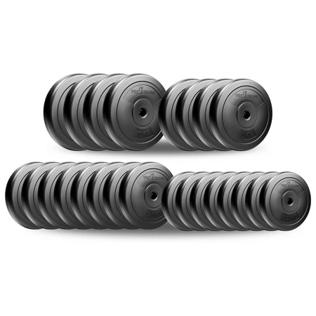 Zestaw do ćwiczeń 135kg z ławką treningową TB1001, stojakami wolnostojącymi, sztangą / gryfem prostym 180 cm, obciążeniem 90 kg i hantlami