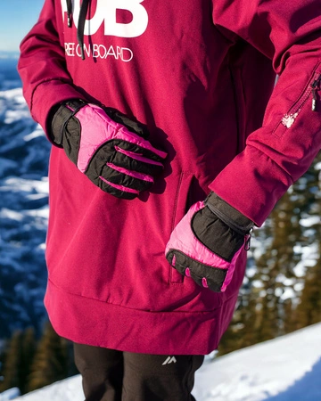 Rękawice zimowe narciarskie na sanki narty rozmiar M dłoń 17 cm ciemnoróżowe