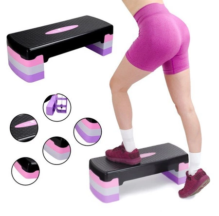 Step do aerobiku 3 stopnie regulowany różowy Pretorians