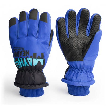 Rękawiczki ortalionowe ciepłe grube dla chłopca rękawice narciarskie niebieskie