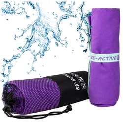 Ręcznik szybkoschnący z mikrofibry 130x80 fioletowo-turkusowy