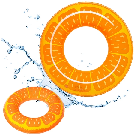 Kółko do pływania 90cm dmuchane koło do pływania dla dzieci i dorosłych, pomarańczowy wzór, kobieta w basenie