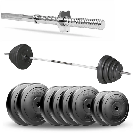 Zestaw do ćwiczeń 30kg - ze sztangą / gryfem prostym 180 cm i nakładem obciążeń