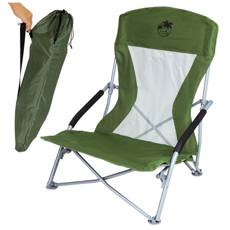 Krzesło turystyczne plażowe wędkarskie na kemping ryby rozkładane zielone