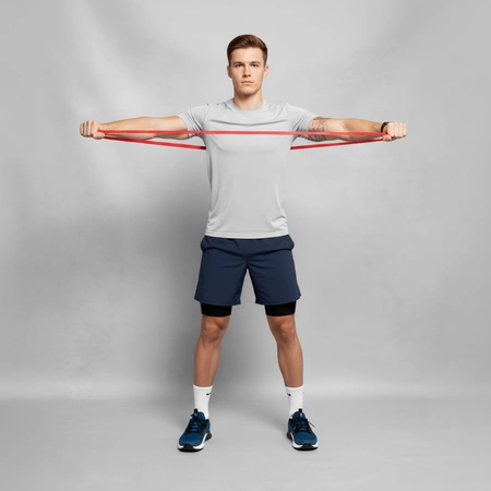 Ćwiczenia z gumą oporową Pretorians – rozciąganie taśmy fitness na klatkę piersiową i barki