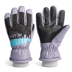 Rękawiczki ortalionowe ciepłe grube dla chłopca rękawice narciarskie szare