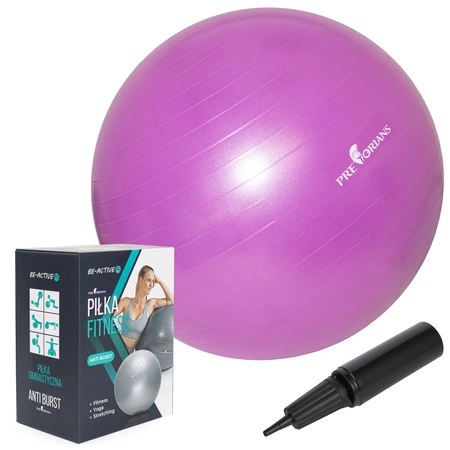 Piłka gimnastyczna anti burst 65 cm fioletowa Pretorians z pompką