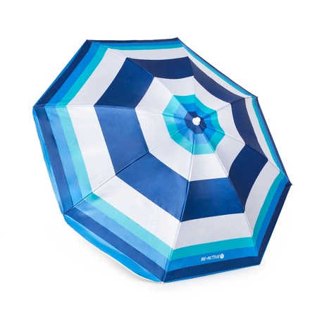 Parasol ogrodowy plażowy składany na balkon 180cm Paski biało-niebieskie + kotwa