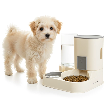 Dozownik karmy i wody 2w1 automatyczny dla psa i kota z poidłem grawitacyjnym