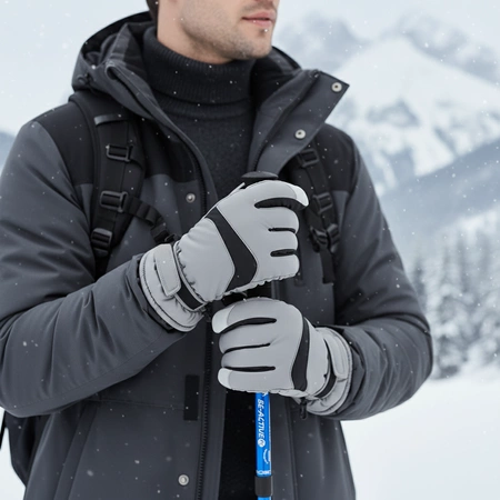 Rękawiczki narciarskie zimowe na snowboard narty M/L szare