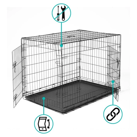 Klatka kennelowa metalowa XL dla psa i kota - składana