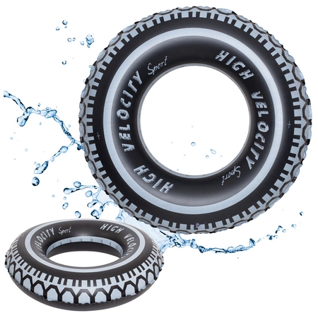 Dmuchane koło do pływania 90 cm opona – wizualizacja z efektami wody