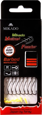 PRZYPON DO METHOD FEEDER - Z PUSH STOPEM - hak z zadziorem nr 8 / żyłka: 0.25mm/10cm - 8 sztuk