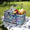 Kosz termiczny 30l składany na piknik i zakupy - wzór liście