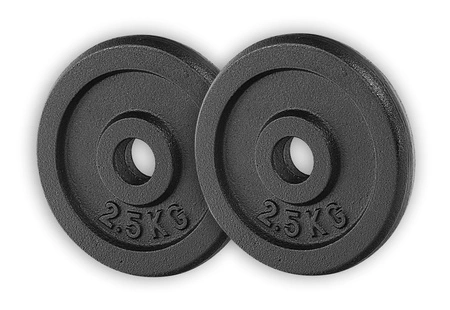 Obciążenie żeliwne 2x2.5kg krążek talerz otwór 26mm - zestaw 2 x 2.5kg