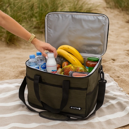 Duża torba termiczna 26,5L - termoizolacyjna na zakupy piknik plażę z wkładami chłodzącymi