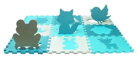 Mata puzzle piankowe edukacyjne dla dzieci 86x86 turkusowo szara