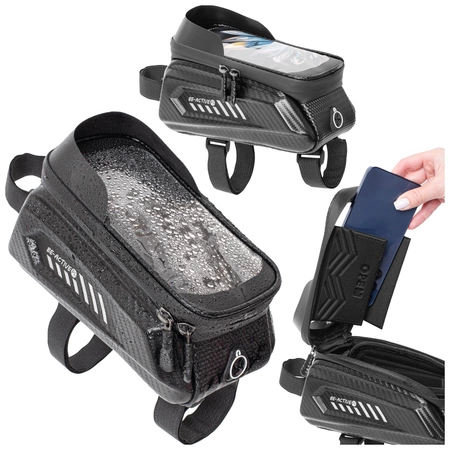 Sakwa rowerowa na ramę z etui na telefon do 7,2” - wodoodporna torba na rower